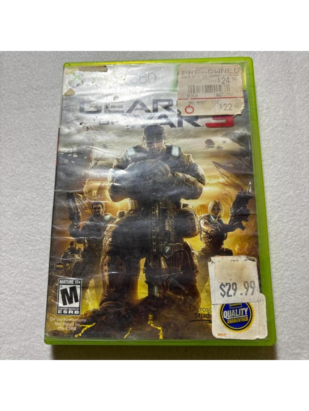 Gears of War 3 Microsoft Xbox 360 Game Disc Case Heavily Scratched Read